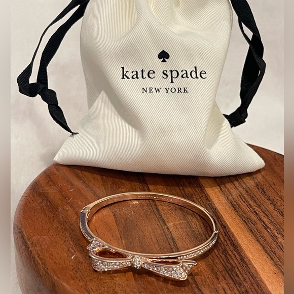 Kate Spade Rose Gold Tone "Love Notes" Pave Crystal Bow
Hinged Bangle Bracelet - Picture 2 of 4